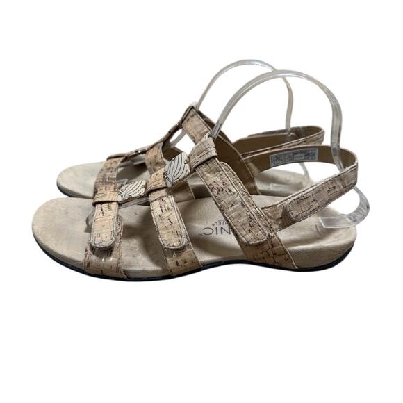 Vionic Amber Sandals Womens Sz 9 Gold Cork Comfort Shoes Orthaheel Arch Support‎ - Picture 1 of 10